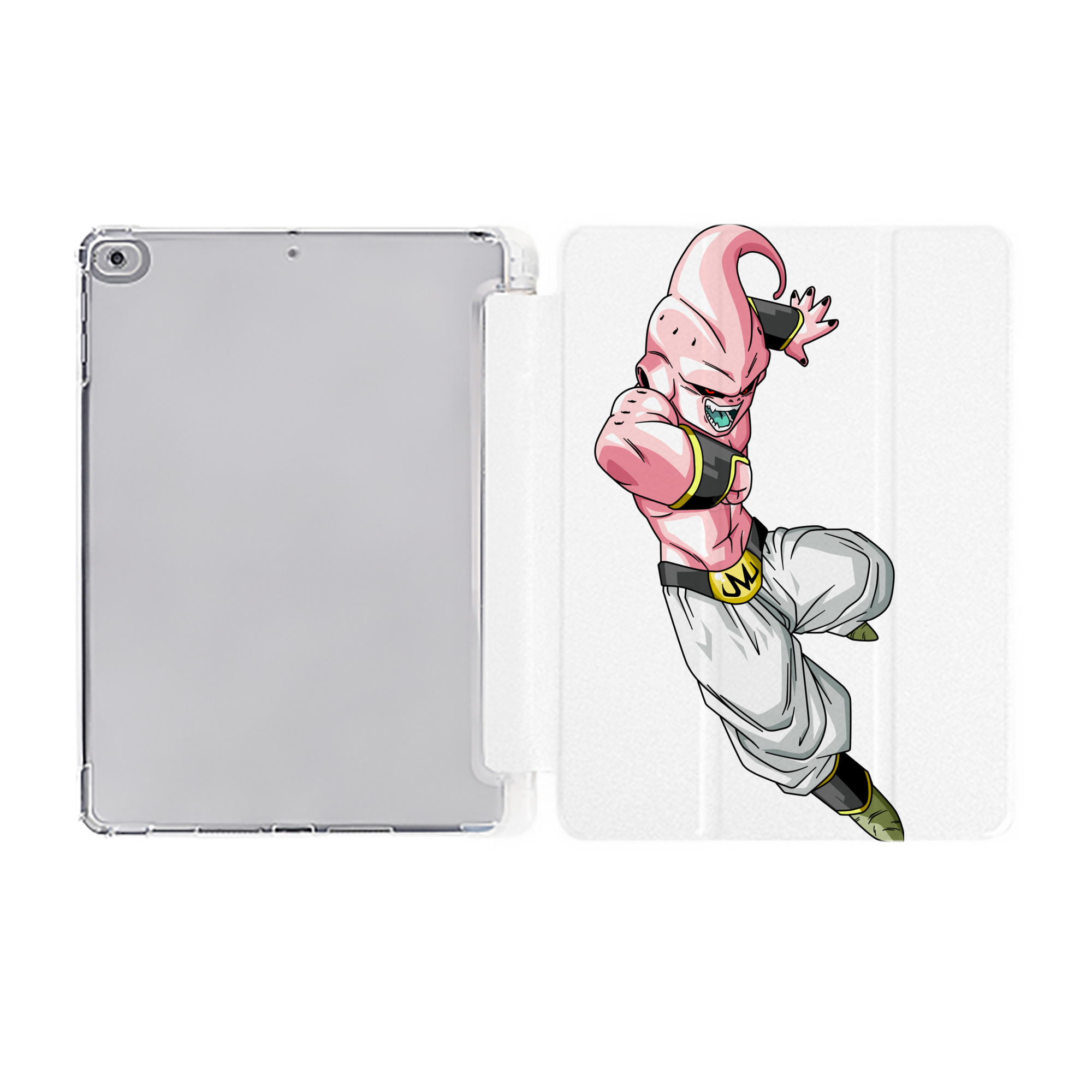 （画像用） ドラゴンボール 魔人ブウ DRAGON BALL Majin Buu IPad ケース ペン収納付き 三つ折りスタンド PUレザー×シリコン 対応機種9.5/10.5/10.9インチ